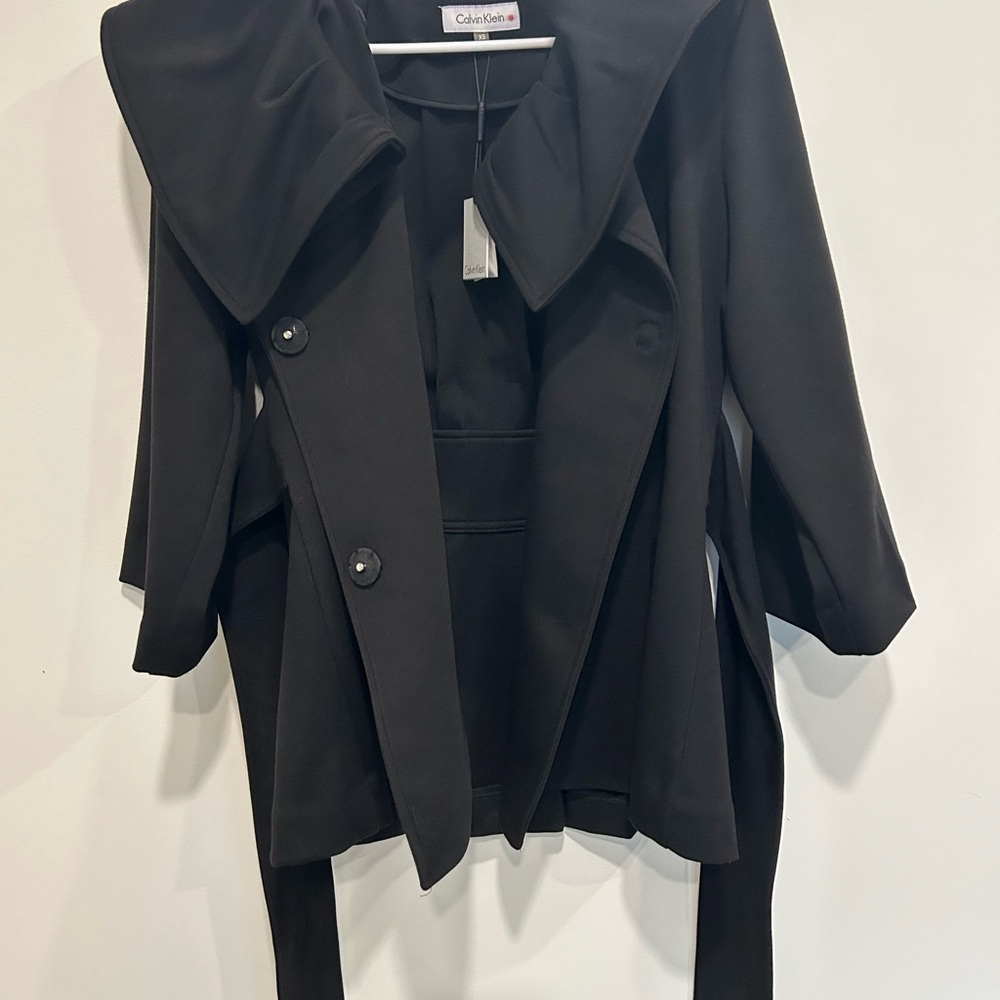 Elegant Calvin Klein Women’s Black Wrap Jacket XS Brand New w/ Tags
